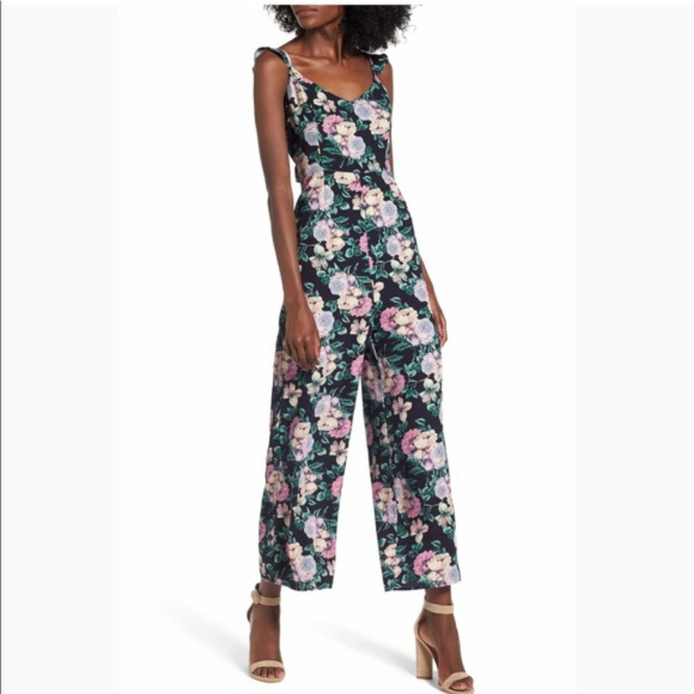 Leith Floral Open Back Tie Jumpsuit
